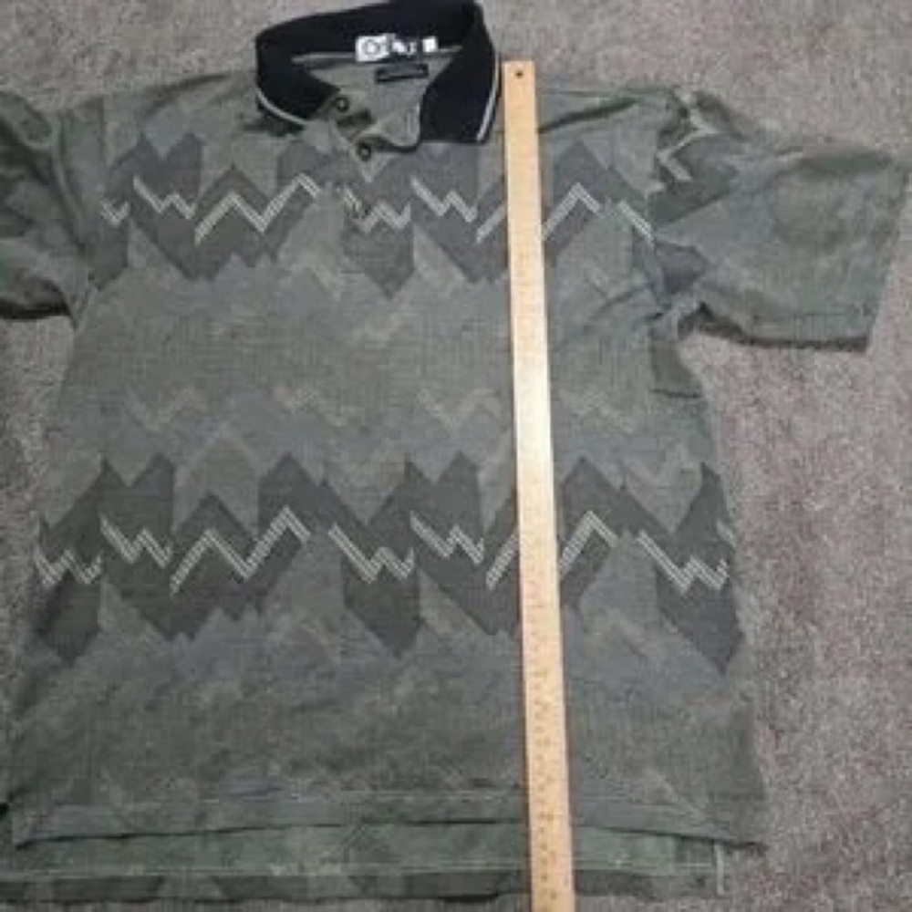 Kids Green Patterned Polo Shirt with Black Collar - Picture 2 of 7